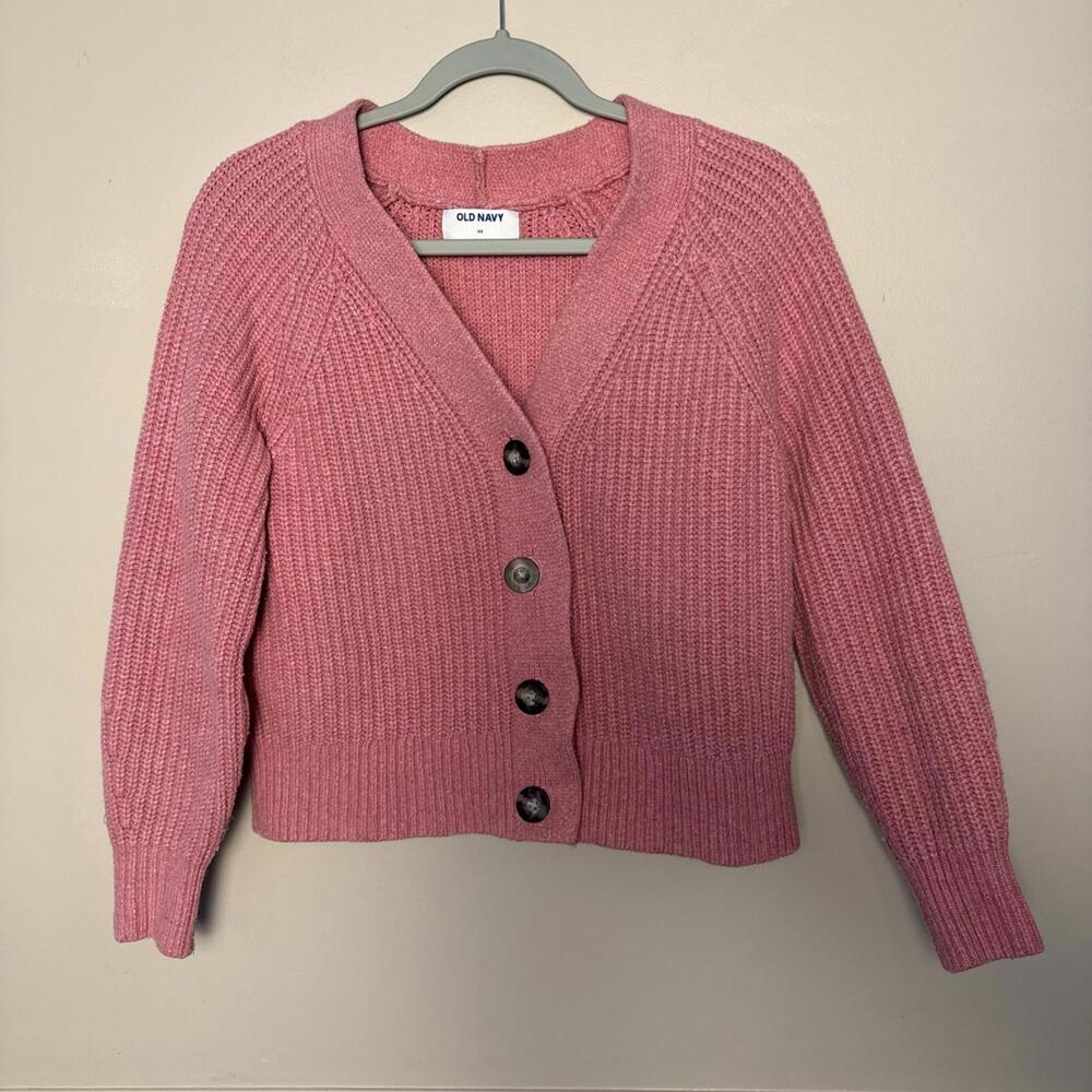 Old Navy Women's Light Pink V Neckline Button Up Cardigan Sweater Size XS